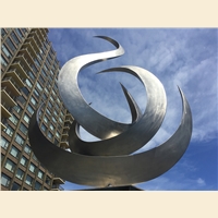 Anahata Sculpture, View from below w building