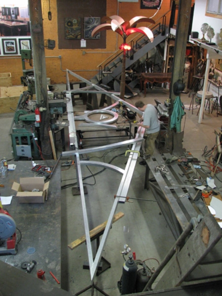 Fabricating Pediment in Garnerville Studio